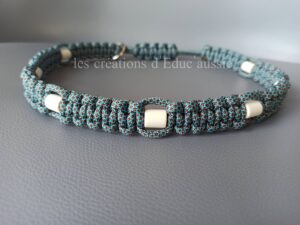 collier perle céramique bicolore diamond paracorde anti puce et tique création Educ'aussie